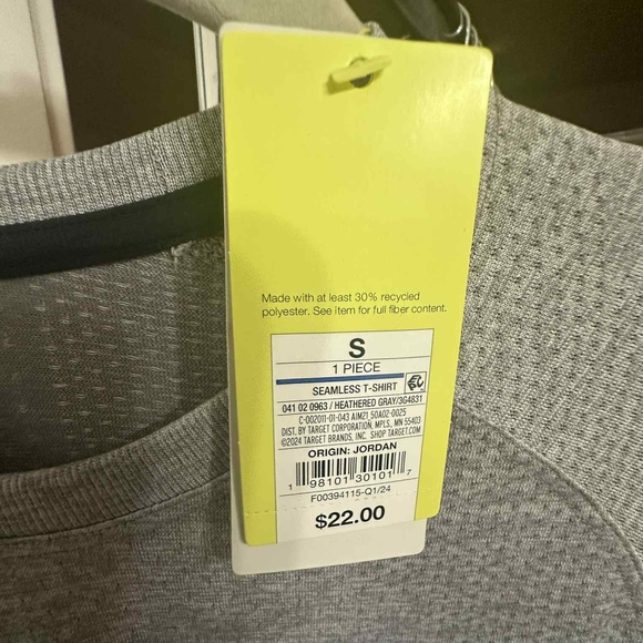 All in Motion Heather Gray Men's Short Sleeve Tee - Picture 3 of 4